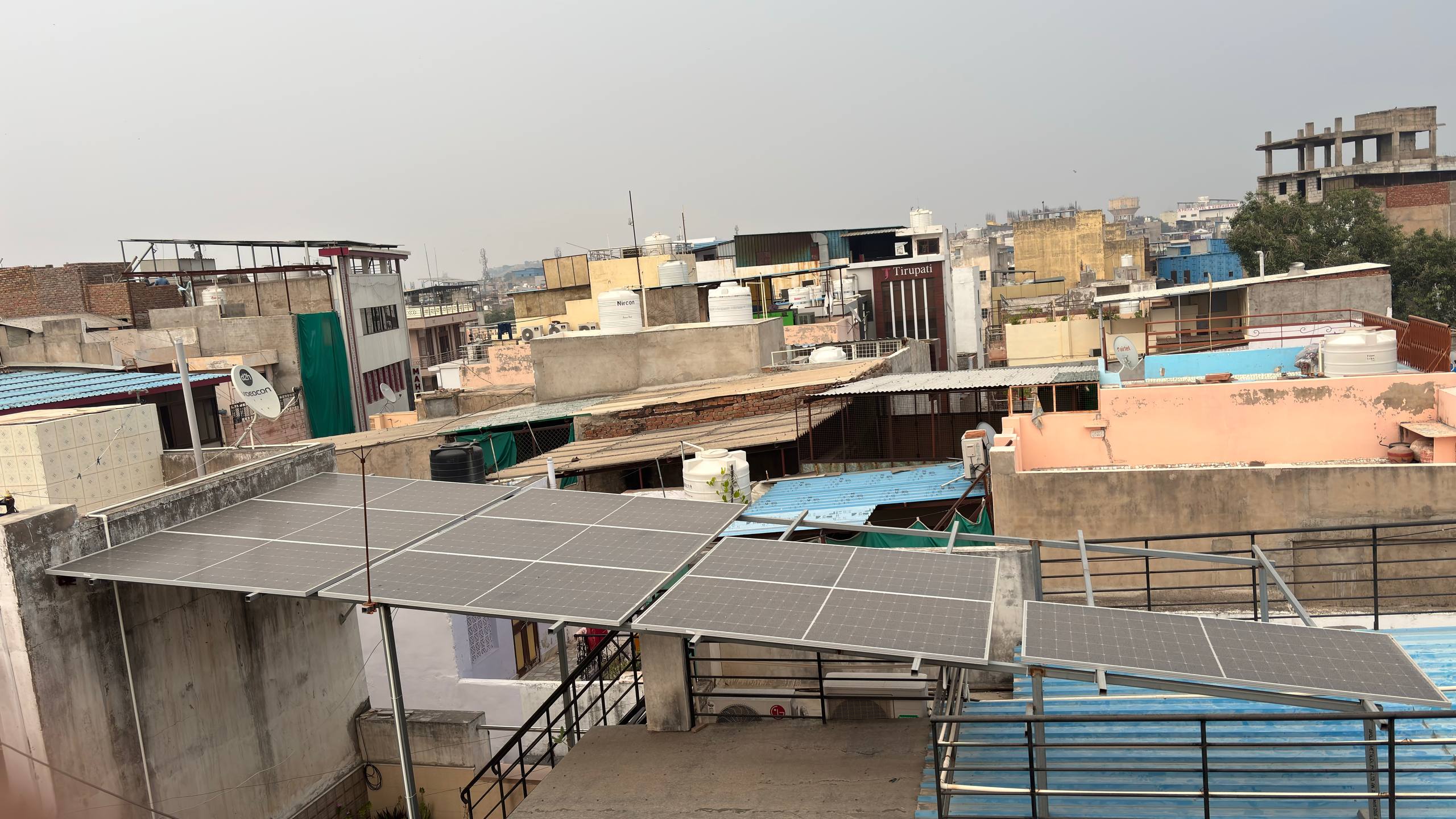 Residential solar panel system on a modern house