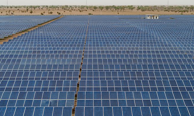 Solar water pump in an agricultural field